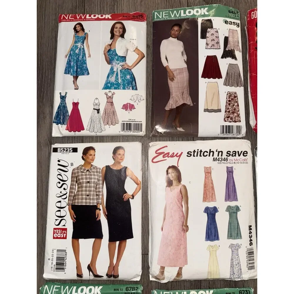 Lot of 12 Women’s Sewing Patterns Dresses Skirts Tunics Tops & Suits